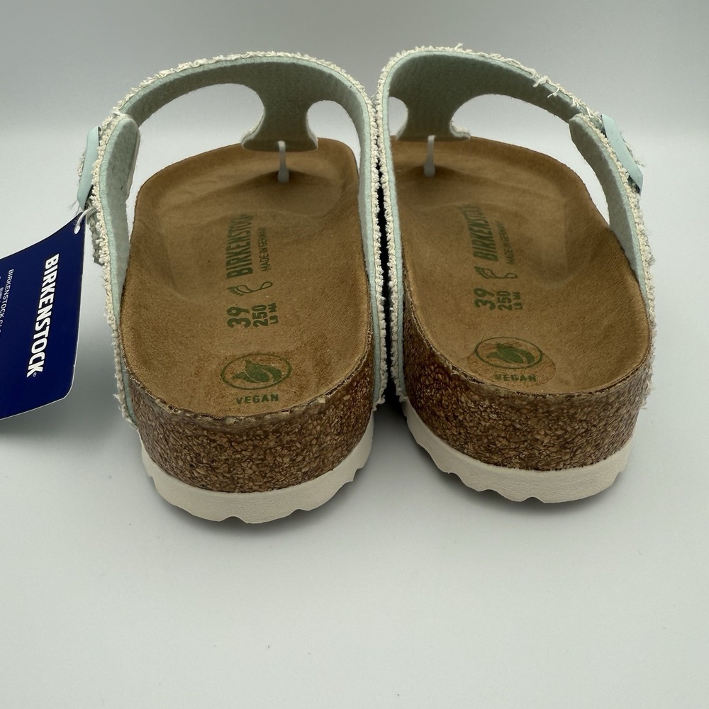 Birkenstock Gizeh Sandals Vegan Textured M6/W8 Slip On Light Blue T-Bar Thong - Picture 5 of 8